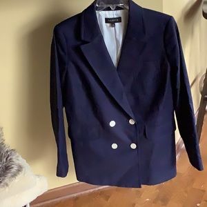 Talbots Cotten/spandex navy blue blazer.  Buttons and pockets.